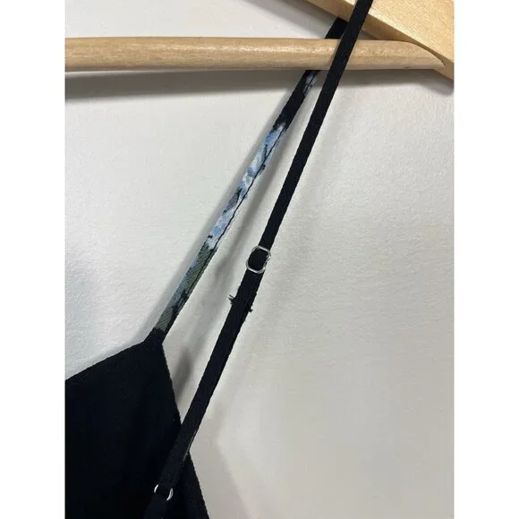 Mossimo Tank Top Women Medium Black Slip Camisole Y2K Coquette Lace Floral - Picture 5 of 9